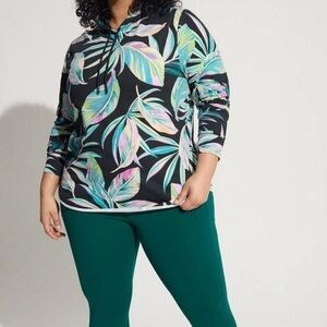 Torrid Active Fleece Raw Hem Hooded Sweatshirt - Tropical Print Size 4 Plus(4X)